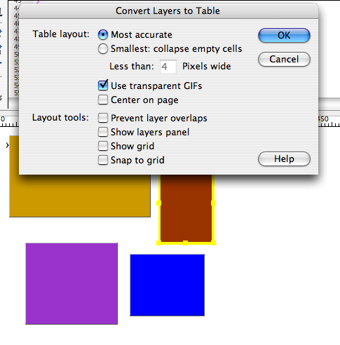 layers options